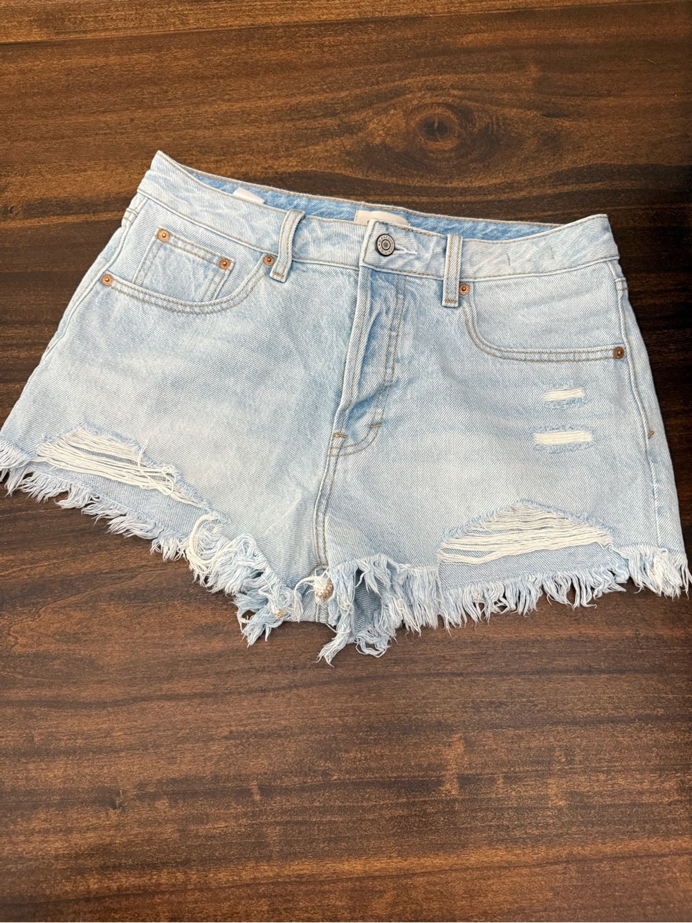 PacSun Light Wash Frayed Denim Cutoff Shorts